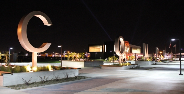 The MLK Jr Transit Center - exterior night shot